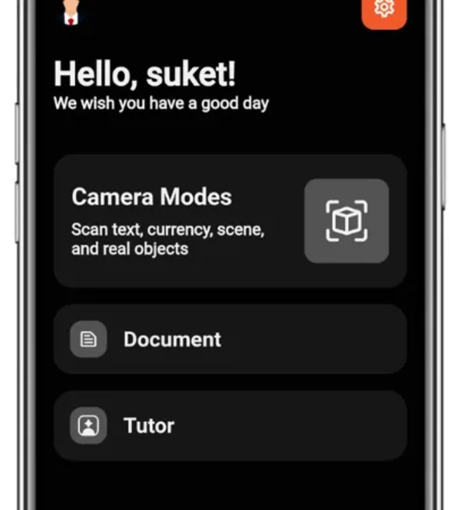 SmartON AI smart glasses and app — voice-first assistive technology for blind and visually impaired users.