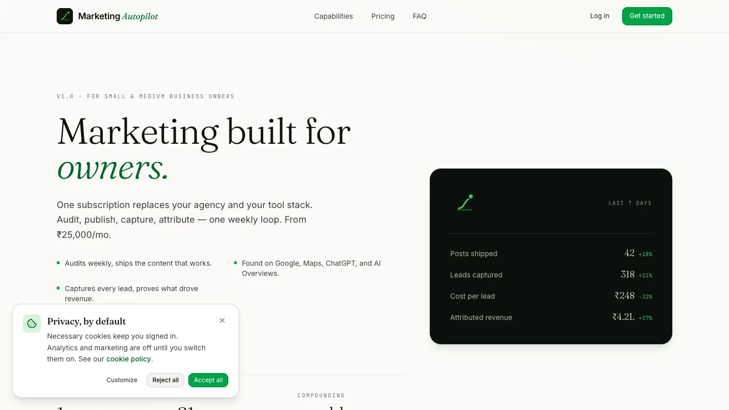 Sunbots Marketing dashboard — AI marketing platform by Sunbots Innovations